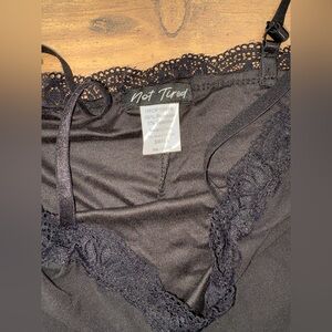 NWOT Not Tired SEXY Black Lace Trim Bodysuit